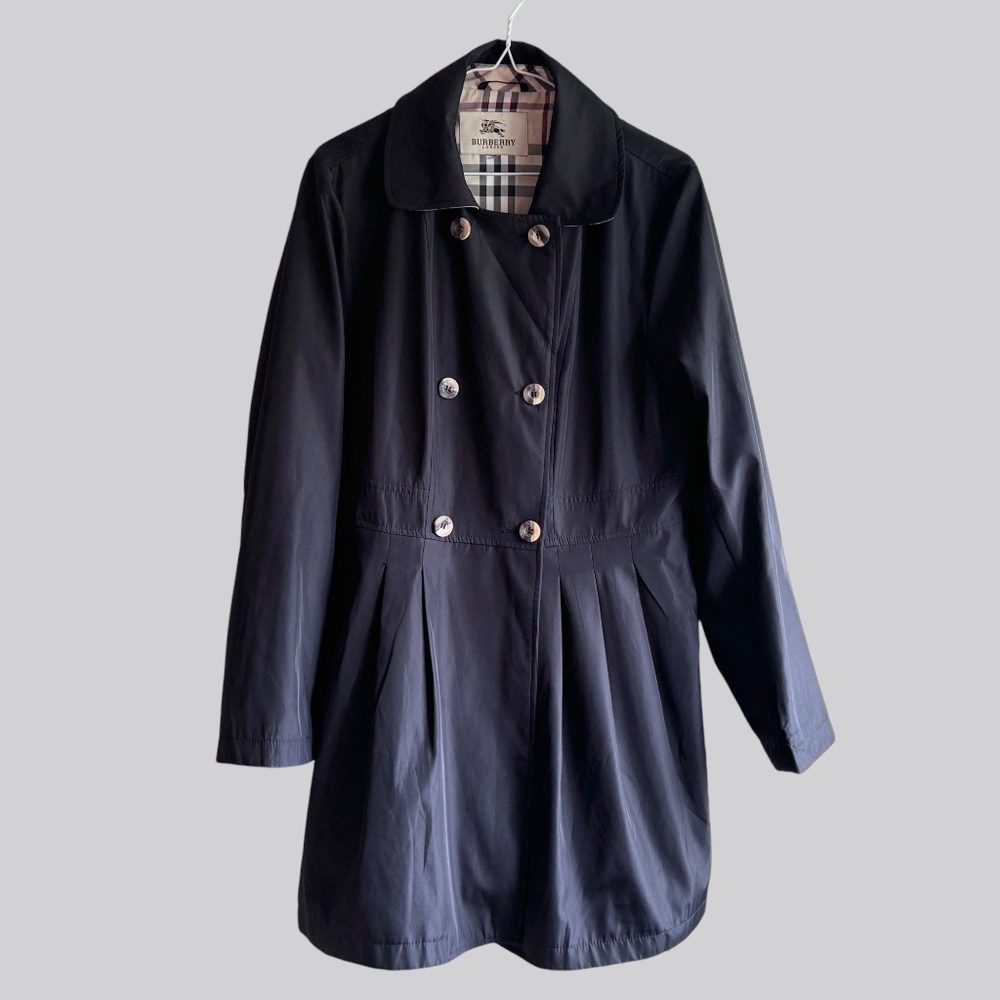 Burberry Rain Jacket Black Trench Nova Plaid Lined Size S / XS